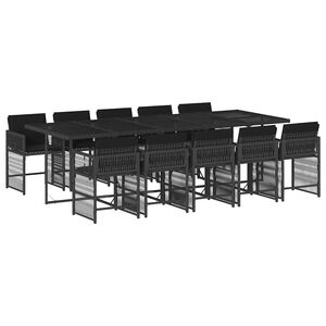 vidaXL Set mobilier de exterior cu perne, 11 piese, negru, poliratan