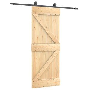 vidaXL Ușă glisantă Natural și Negru 70 x 210 cm Lemn de Pin Solid