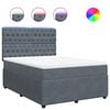vidaXL Pat box spring cu saltea, gri &icirc;nchis, 140x190 cm, catifea
