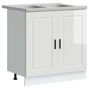vidaXL Dulap baza chiuvetă cu depozitare Porto 2 pcs Alb Lemn compozit
