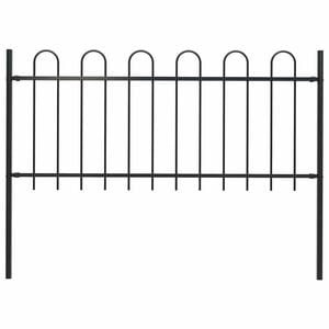 vidaXL Gard de grădină BOXTEL cu v&acirc;rf circular din oțel, 170 x 100 cm, negru