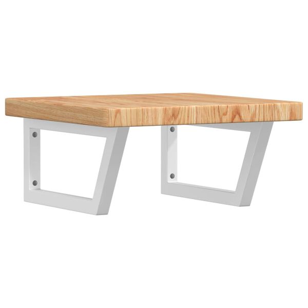 vidaXL Raft pentru lavoar montat pe perete, oțel și lemn masiv stejar