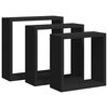 vidaXL Rafturi cub de perete, 3 buc., negru, MDF