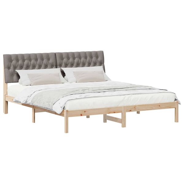 vidaXL Cadru de pat cu tăblie tapițată cu headboard Maro 180 x 200 cm