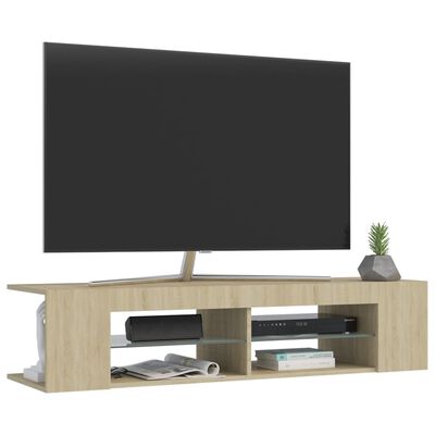 vidaXL Comodă TV cu lumini LED, stejar Sonoma, 135x39x30 cm