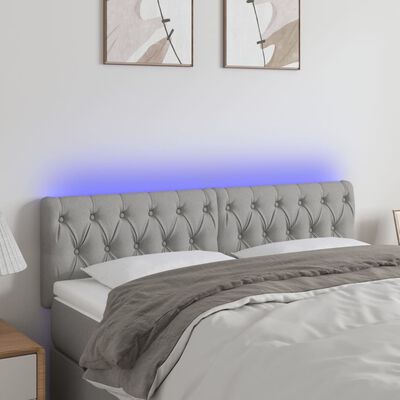 vidaXL Tăblie de pat cu LED, gri deschis, 144x7x78/88 cm, textil