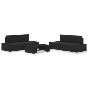 vidaXL Set mobilier de grădină, 5 piese, negru, poliratan