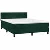 vidaXL Pat box spring cu saltea, verde &icirc;nchis, 140x200 cm, catifea