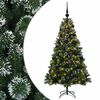 vidaXL Brad artificial cu globuri 120 cm 150 LED-uri Alb cald