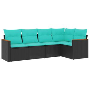 vidaXL Set canapele de grădină cu perne, 5 piese, negru, poliratan
