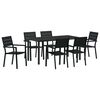 vidaXL Set de masă pentru grădină 7 buc. Negru