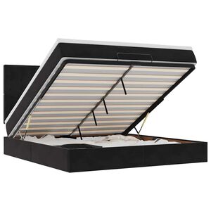 vidaXL Cadru de pat otoman cu saltele, catifea neagră 160x200cm