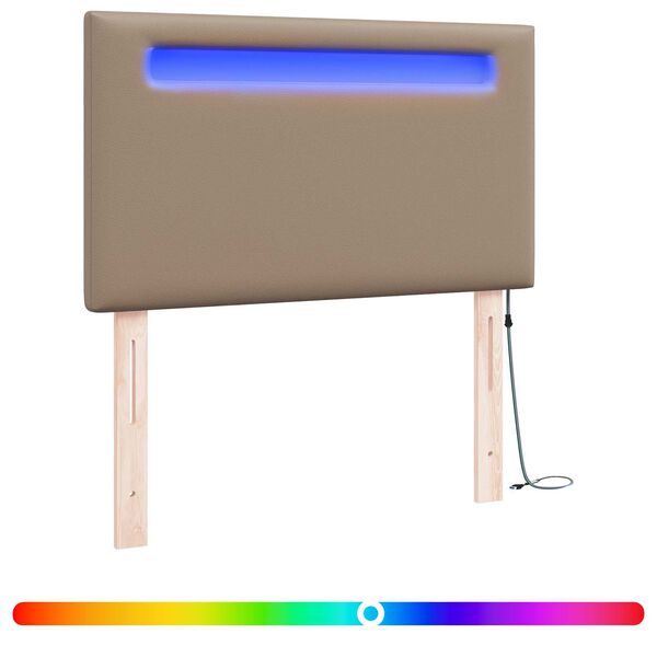 vidaXL Tăblie LED Cappuccino 90 cm Piele artificială