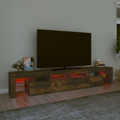 vidaXL Comodă TV cu lumini LED, stejar fumuriu,230x36,5x40cm