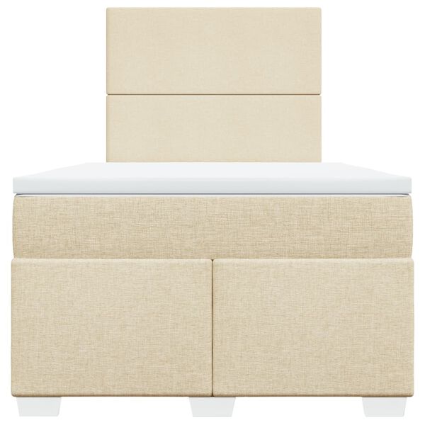 vidaXL Pat continental cu saltea, crem, 120x190 cm, textil