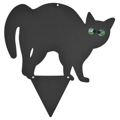 vidaXL Set cu sperietori în formă de pisică, 3 piese, negru, oțel