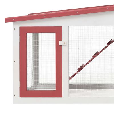 vidaXL Cușcă mare exterior pt. iepuri, roșu și alb, 204x45x85 cm, lemn