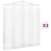 vidaXL Coșuri gabion arcuite,3 buc., 200x30x220/240cm, fier galvanizat