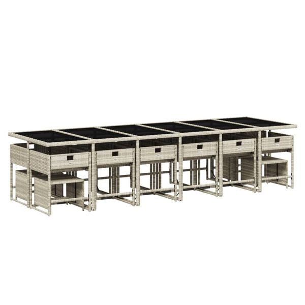 vidaXL Set mobilier de grădină cu perne 17 piese gri deschis poliratan