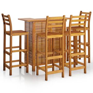 vidaXL Set mobilier de bar de grădină, 5 piese, lemn masiv de acacia