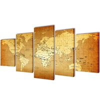 Set tablouri din pânză cu imprimeu harta lumii, 200 x 100 cm