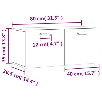 vidaXL Dulap de perete, alb, 80x36,5x35 cm, lemn compozit