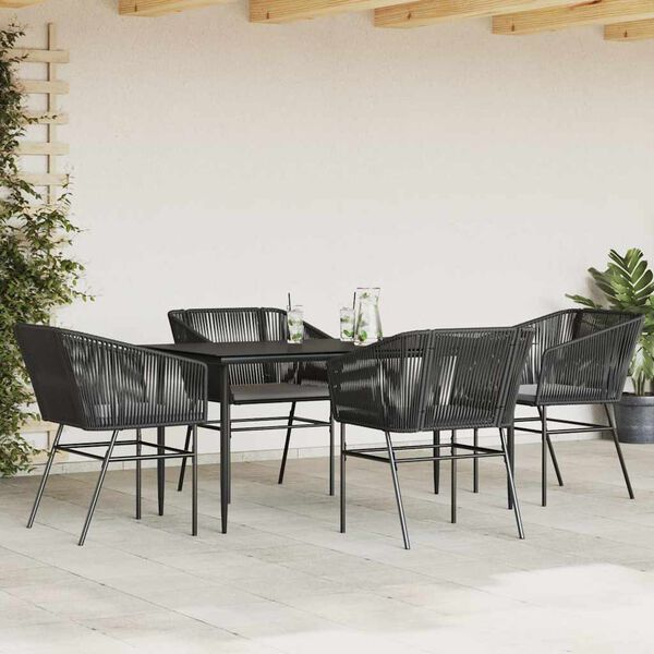 vidaXL Set de sufragerie de grădină 5 piese neagră Sticlă Poly Rattan
