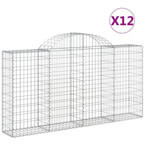 vidaXL Coșuri gabion arcuite 12 buc, 200x30x100/120 cm fier galvanizat