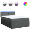 vidaXL Pat box spring cu saltea, gri &icirc;nchis, 140x190 cm, textil