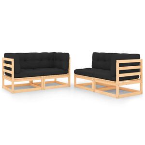 vidaXL Set mobilier de grădină cu perne, 4 piese, lemn masiv de pin