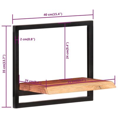 vidaXL Rafturi de perete 2 buc. 40x24x35 cm lemn masiv acacia/oțel