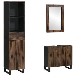 vidaXL Set de mobilier pentru baie cu ușă 3 pcs Maro Nuc Lemn compozit