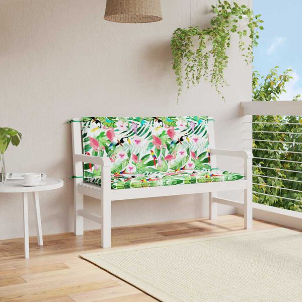 vidaXL Perne bancă de grădină 2 buc. multicolor 120x50x7 cm textil