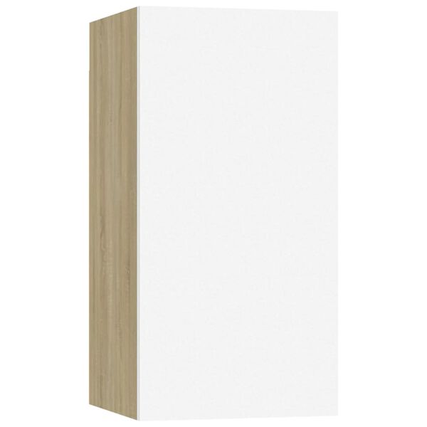 vidaXL Dulap TV, 7 buc alb/stejar Sonoma 30,5x30x60 cm, lemn prelucrat