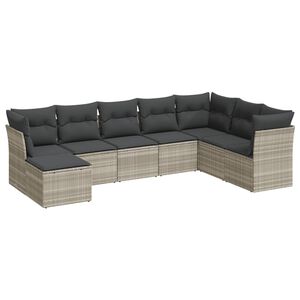 vidaXL Set mobilier de grădină cu perne, 8 piese gri deschis poliratan