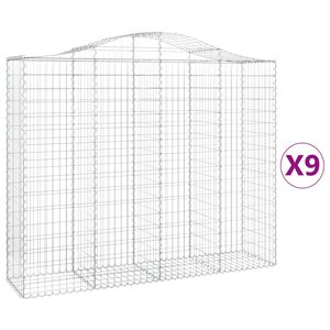 vidaXL Coșuri gabion arcuite 9 buc, 200x50x160/180 cm, fier galvanizat