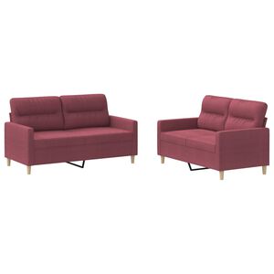 vidaXL Set canapea cu perne, 2 piese, roșu vin, material textil