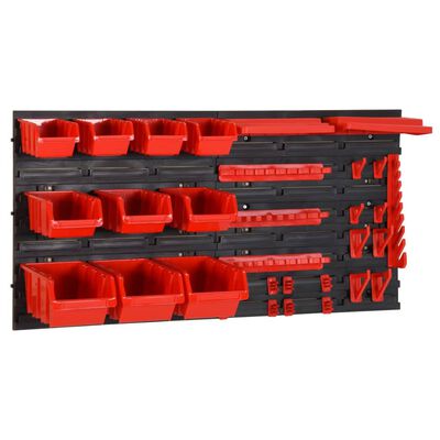 vidaXL Set rafturi atelier 35 buc. roșu / negru 77x39 cm polipropilenă