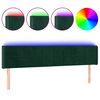 vidaXL Tăblie de pat cu LED, verde &icirc;nchis, 183x16x78/88 cm, catifea