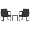 vidaXL Set mobilier de grădină cu perne, 3 piese, negru, poliratan