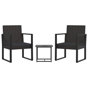 vidaXL Set mobilier de grădină cu perne, 3 piese, negru, poliratan