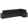vidaXL Set mobilier de grădină cu perne, 6 piese, negru, poliratan