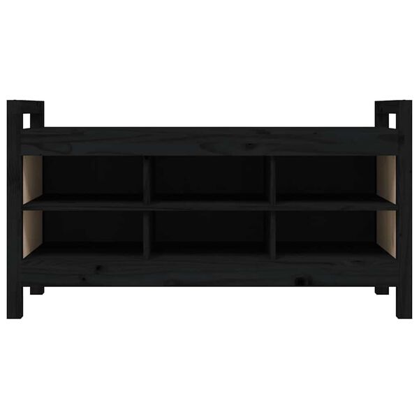 vidaXL Bancă de hol, negru, 110x40x60 cm, lemn masiv de pin