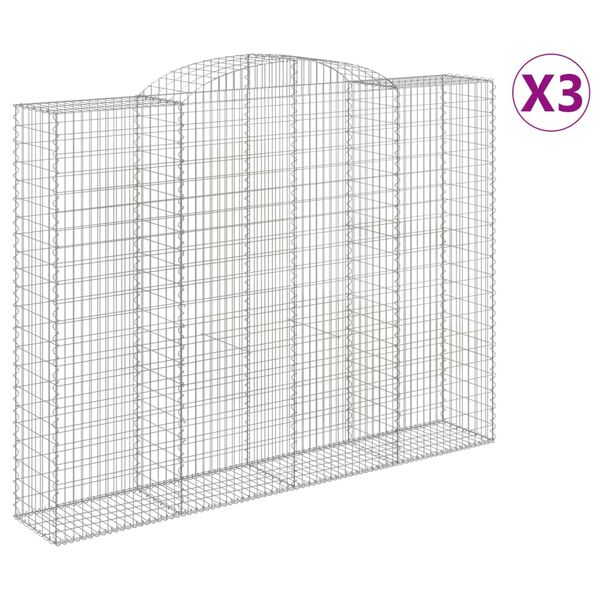 vidaXL Coșuri gabion arcuite, 3 buc, 300x50x220/240cm, fier galvanizat
