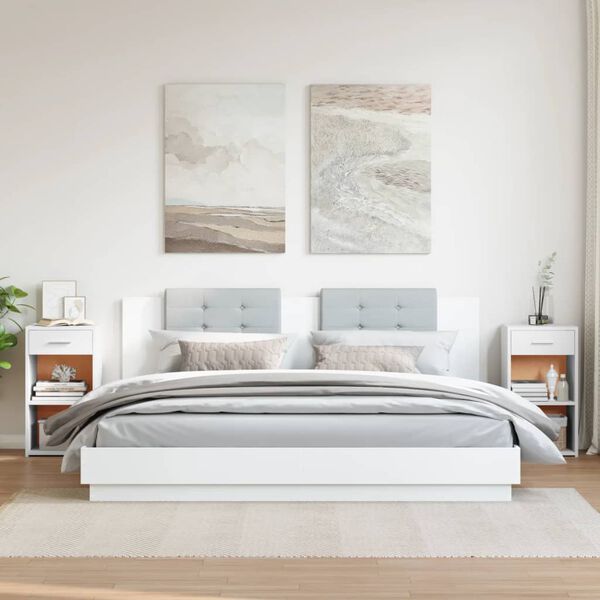 vidaXL Noptiere, 2 buc., alb, 35x34x65 cm, lemn compozit