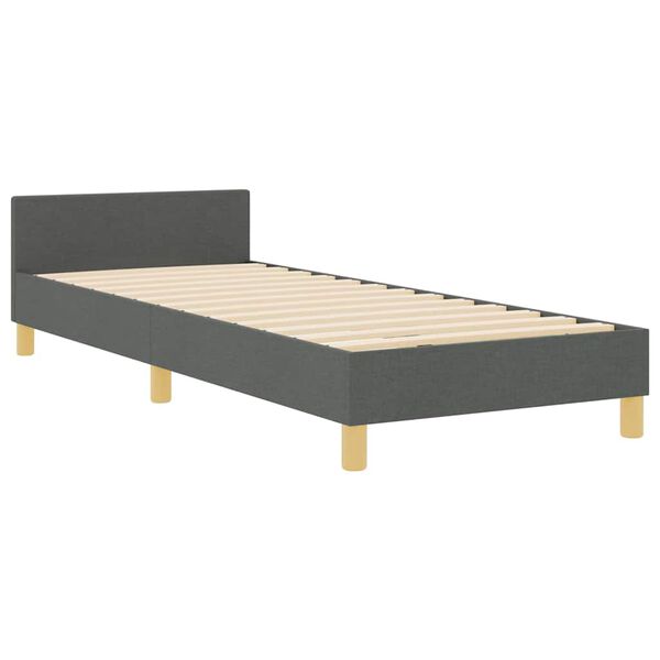 vidaXL Cadru de pat cu headboard Gri &icirc;nchis 90 x 200 cm țesătură