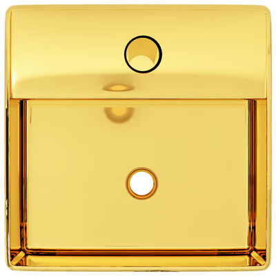 vidaXL Chiuvetă cu orificiu de robinet, auriu, 38x30x11,5 cm, ceramică