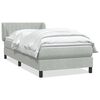 vidaXL Pat box spring cu saltea, gri deschis, 100x220 cm, catifea