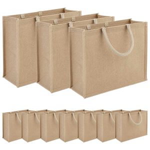 vidaXL Geantă de iută 10 pcs natural 42 x 33 x 19 cm 100% iută Tossa