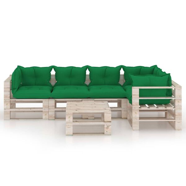 vidaXL Set mobilier de grădină, cu perne, 6 piese, lemn de pin